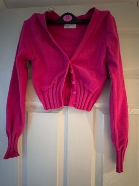Urban Outfitters Cropped Fuchsia Button-Front Women's Sweater